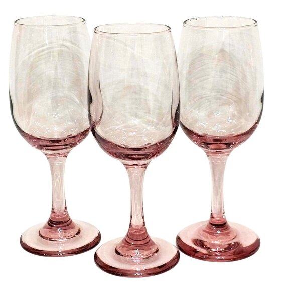 Libbey Other - 3 Libbey Blush Pink Wine Glasses 7" millennial pink romantic pastel 90s stemware